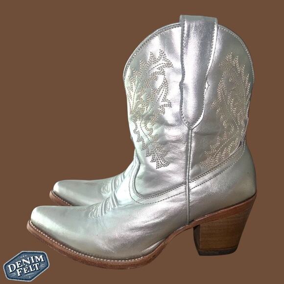 CORRAL WOMEN'S SILVER/TEAL EMBROIDERED ROUND TOE WESTERN COWBOY BOOTS/BOOTIES!! - Picture 11 of 16